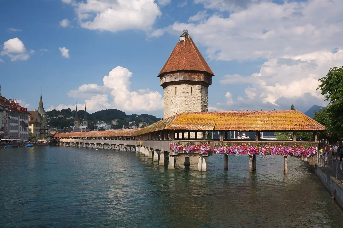 The Chapel Bridge and the Water Tower in Lucerne